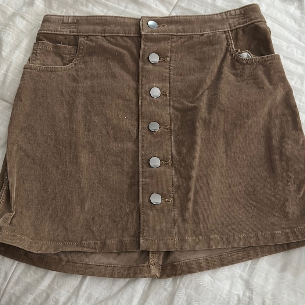 Brown Corduroy Mini Skirt